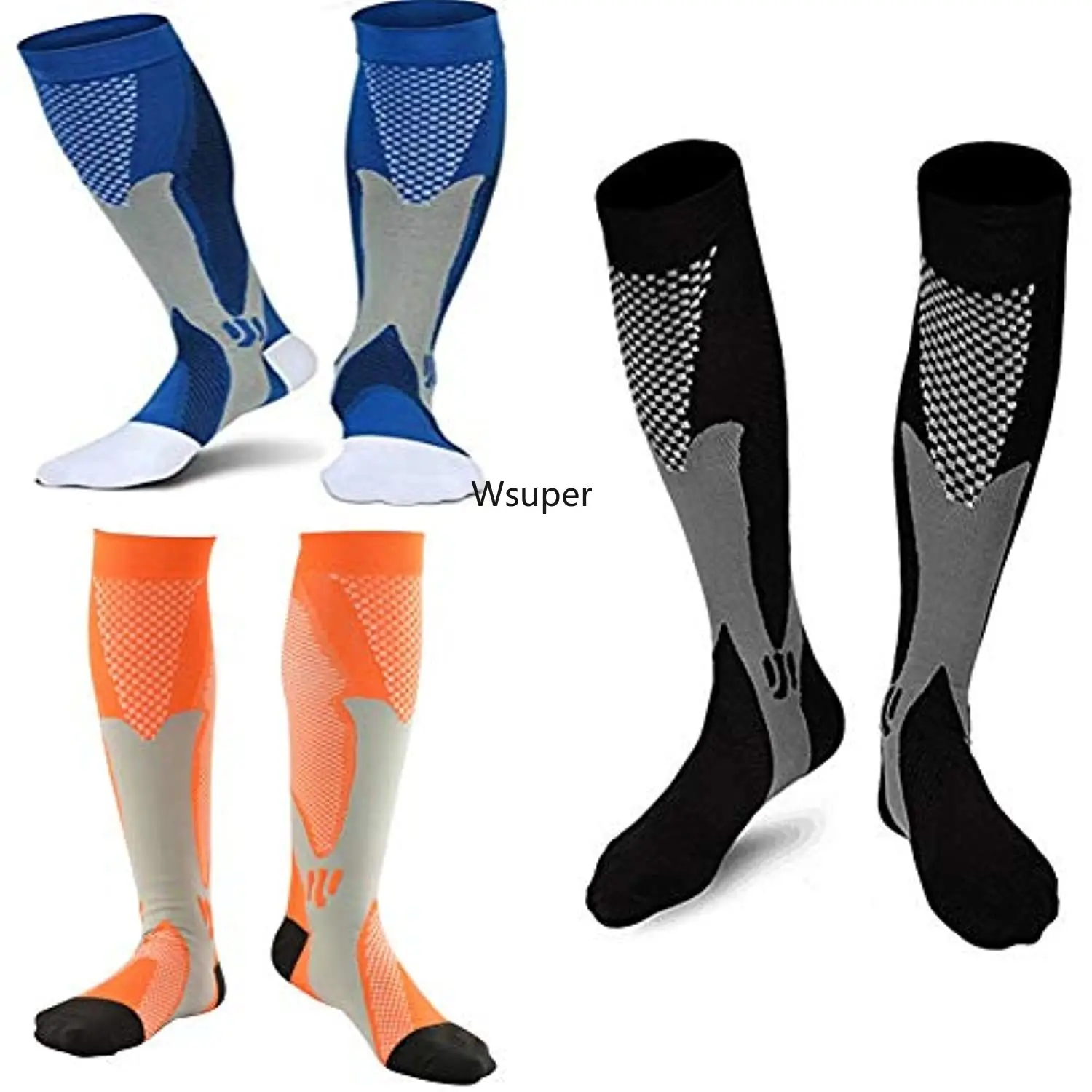 Compression Socks for Women & Men 3 Pairs Athletic Nylon Medical Nursing Stockings Sport Running Cycling Sock Drop Shipping
