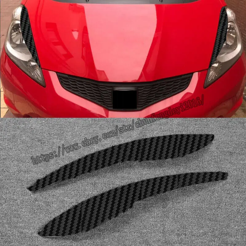 

For Honda Fit Jazz 2009-2012 3D Carbon Fiber Car Headlight Eye Brow Cover Sticker