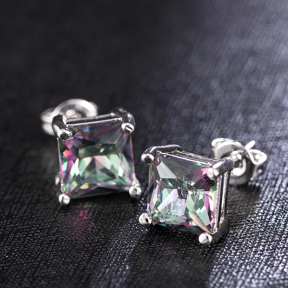 Новинка 2020 модные женские и мужские серьги гвоздики из мистического радужного