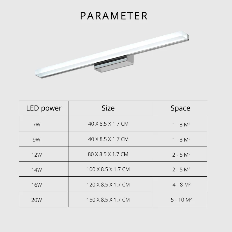 

ZISIZ Longer LED Mirror Light Bathroom Lamp 0.4M~1.2M AC90-260V Modern Wall Lamp Bathroom Lighting Waterproof 110V 220V 240V