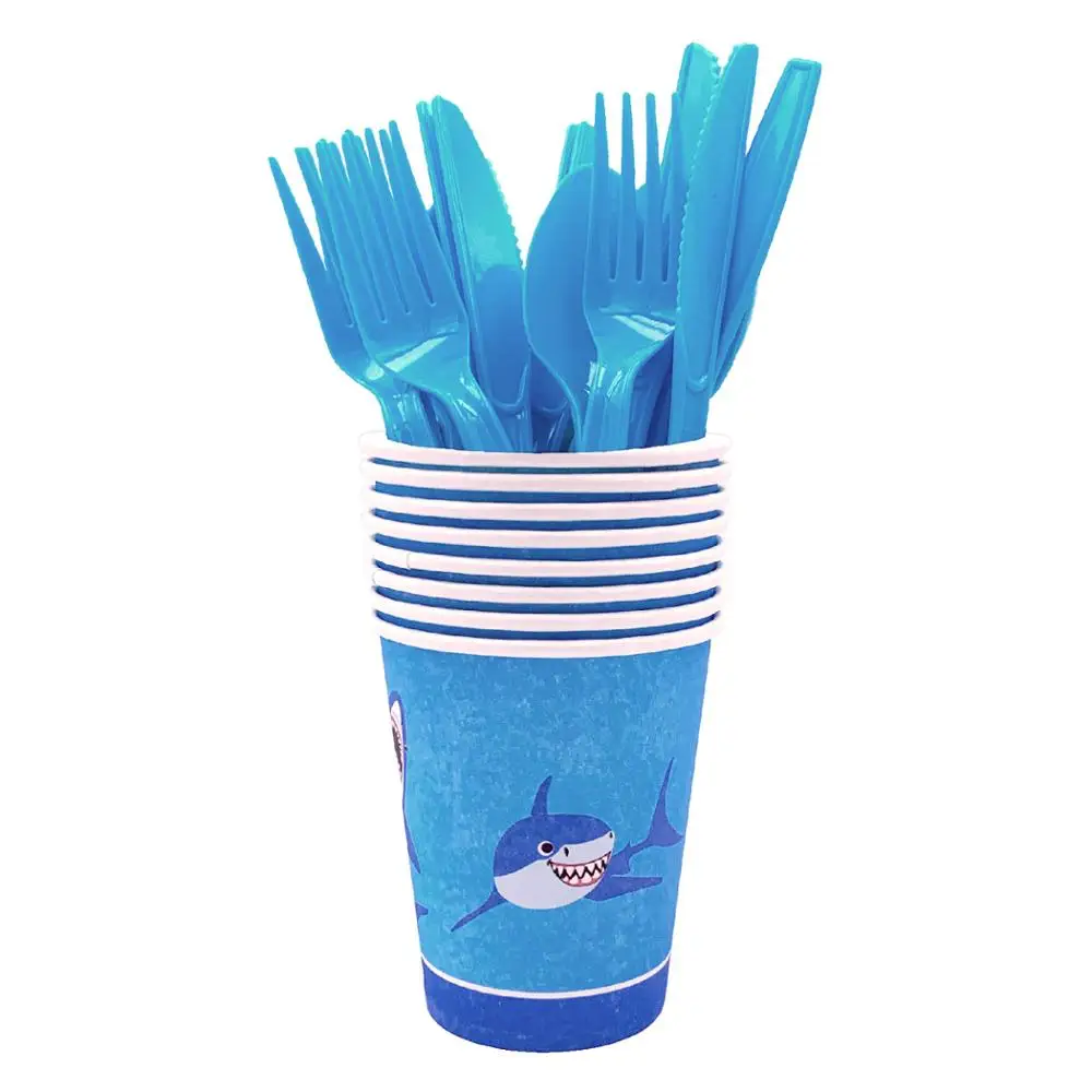 Милые акулы принадлежности для тематической вечеринки Дети День рождения
