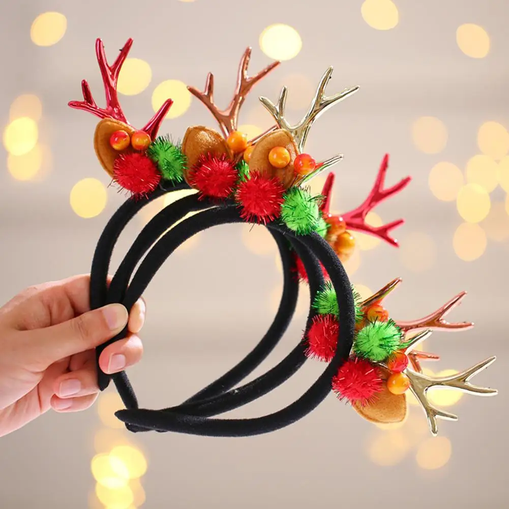 

Cute Elk Antler Christmas Hat Sequins Hair Hoop Hairband Headband Xmas Headwear