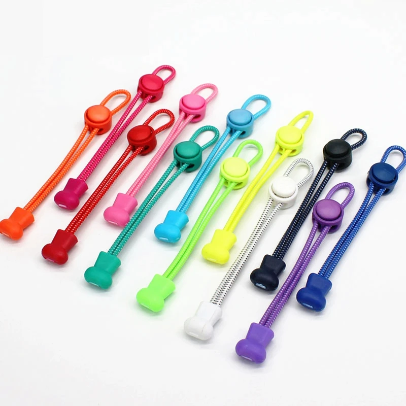 1 Pair No tie shoelaces Round Plastic snap lock Elastic Shoelaces Children and adults on foot Sports lazy lace Shoe accessories