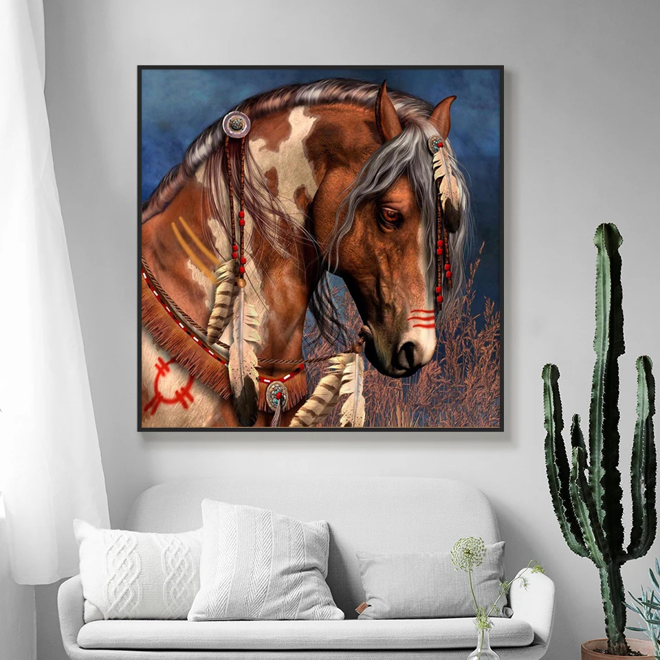 5D DIY Diamond Painting Horse Diamand Embroidery Full drill round cross stitch Pictures of Rhinestones Diamant animal | Дом и сад