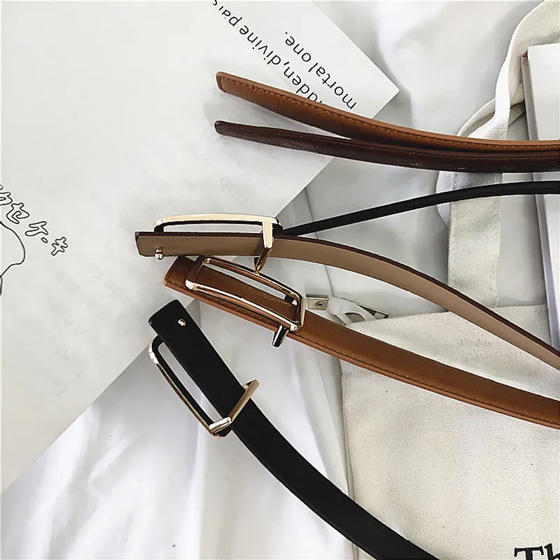 

Student Belt Women's Denim Decoration Elegant Simple Versatility, Fashion and Personality Korean Style Thin Belt Black Trend