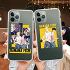 Чехол для телефона IPhone 13, 12, 11 Pro, XS Max, X, XR, 6s, 7, 8 Plus, SE 2020, мягкий силиконовый прозрачный чехол, забавный чехол с японским аниме бананами и рыбками