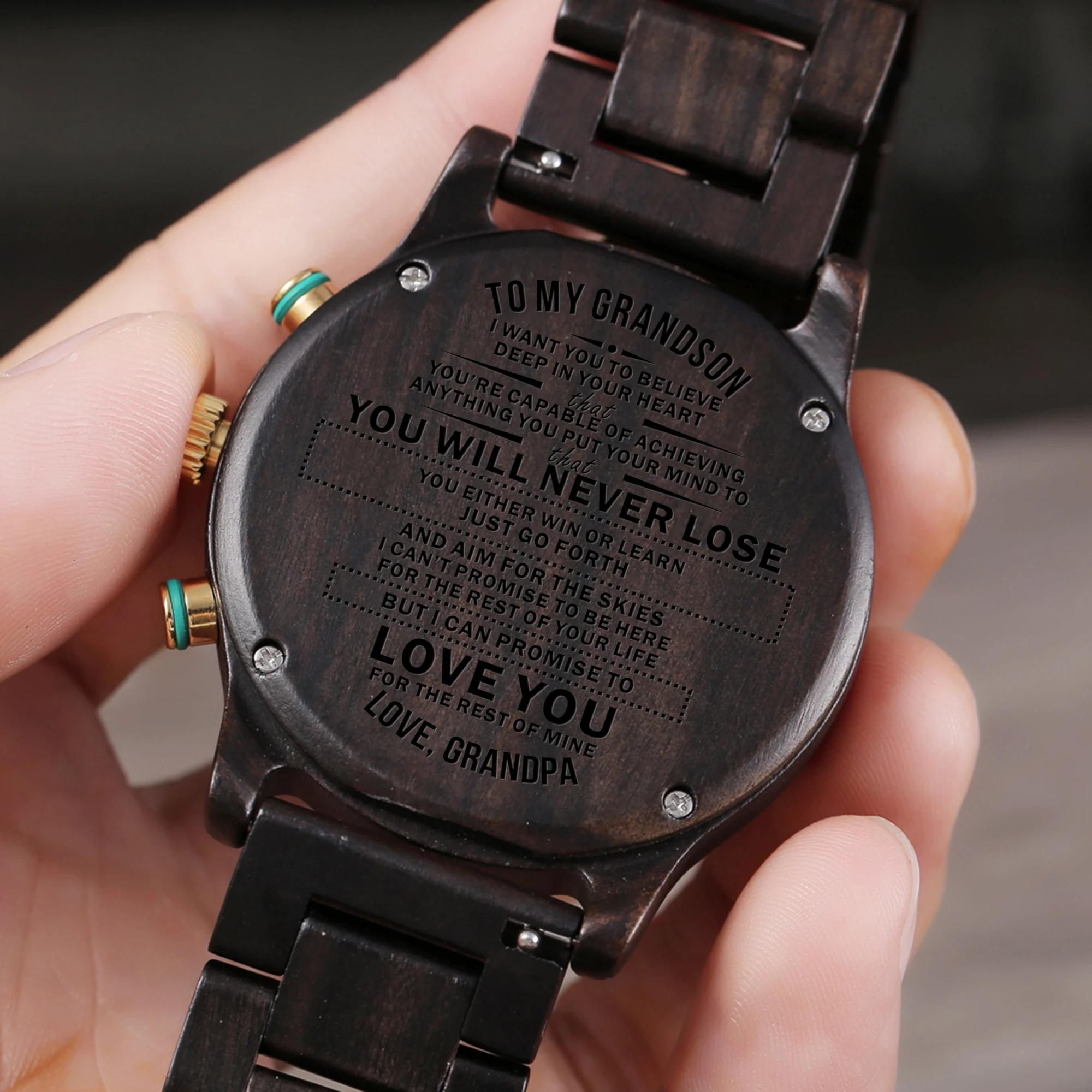 

Grandpa gave his grandson a luxury sports engraving watch graduation birthday present