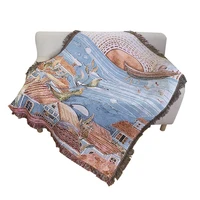 ocean fishing vintage decoration tapestry village jane europe leisure outdoor blanket cotton jacquard home sofa covers carpets