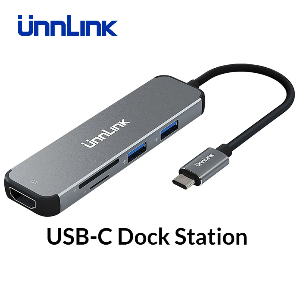 Unnlin USB C док-станция Тип C к HDMI USB 3,0 Micro SD кард-ридер Thunderbolt 3 док-станция для MacBook pro S10 S9 S8 Dex P30 P20 mate10