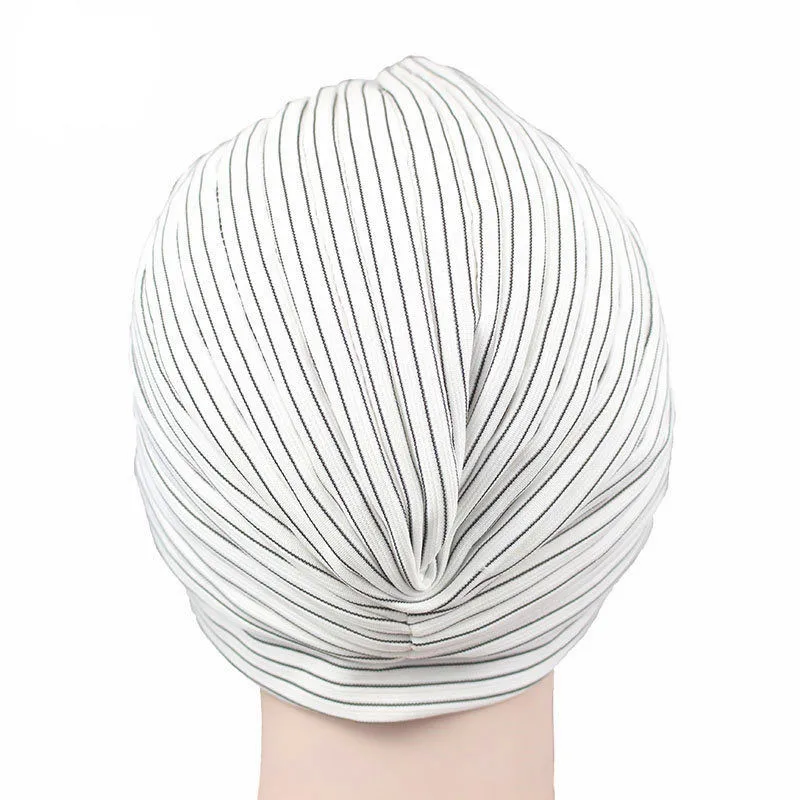 Новая мода женский вязаный тюрбан в полоску дышащий Тюрбан Твист повязка