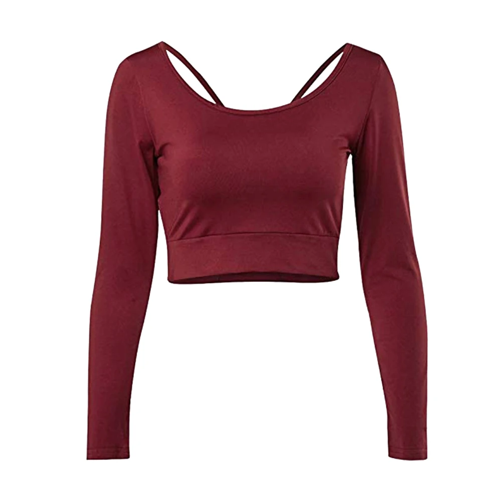 Осенний женский укороченный кроп топ с открытой спиной спортивный тонкий