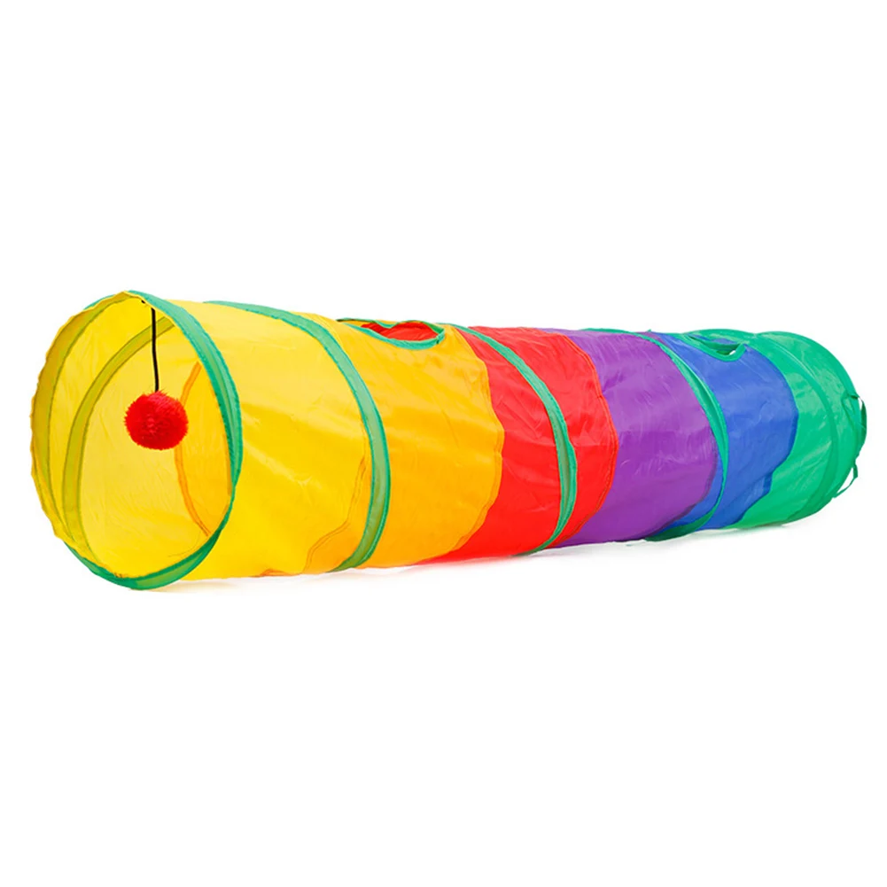 Радуга Кошка котенок складной туннель с 2 отверстиями игрушка игра в трубу мячом 2020|Трубы и туннели| |