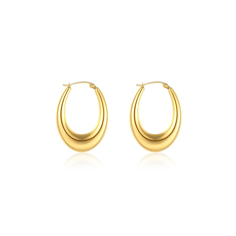

Moon Hoops Earrings for Women Girls Smooth Mental Gold Color Titanium Steel Jewelry Not Fade Gift Free Shipping(GE120)