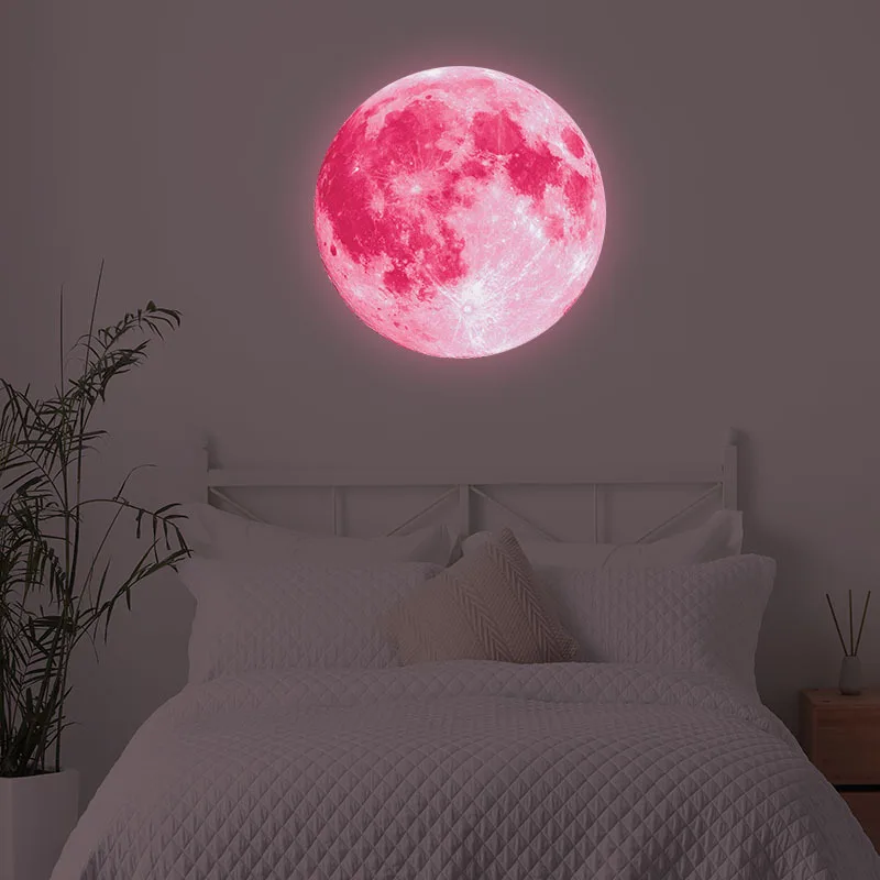 

Luminous Moon 3D Wall Stickers for Kids Room Home Decoration Wall Decals Glow In The Dark Wall Sticker Green Pink Blue Colorful