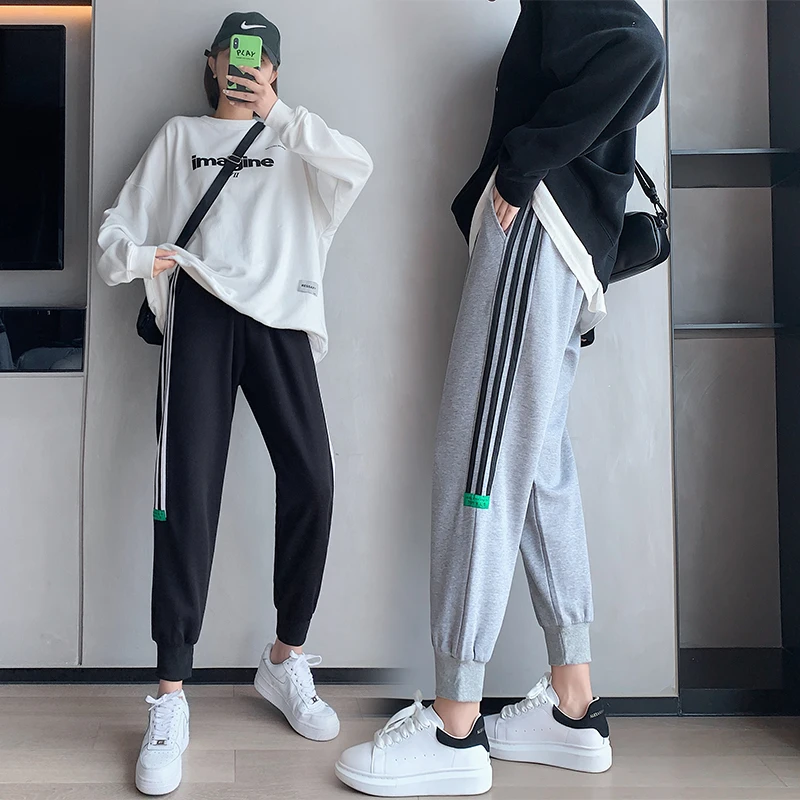 

Casual Sports Wide-Leg Pants Women's Spring and Autumn 2021 New Ins High Waist Loose Straight Slimming Drape Ankle Banded Pants