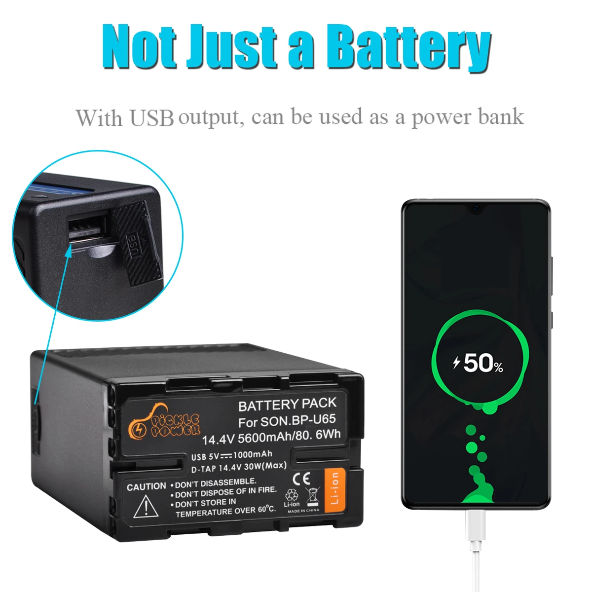 Фото Аккумулятор 5600 мАч для телефона с USB/D-Tap, для Sony №5