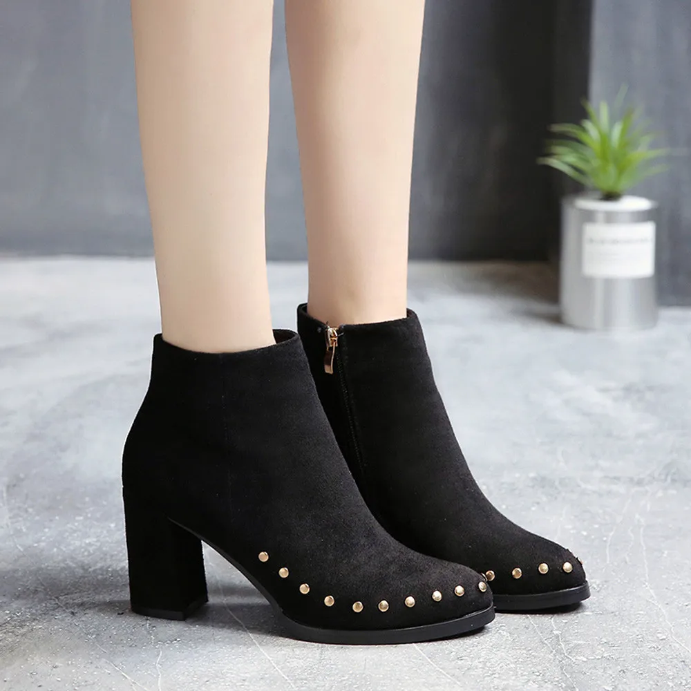 Женские ботинки с острым носком в стиле панк повседневные Винтажные из флока на