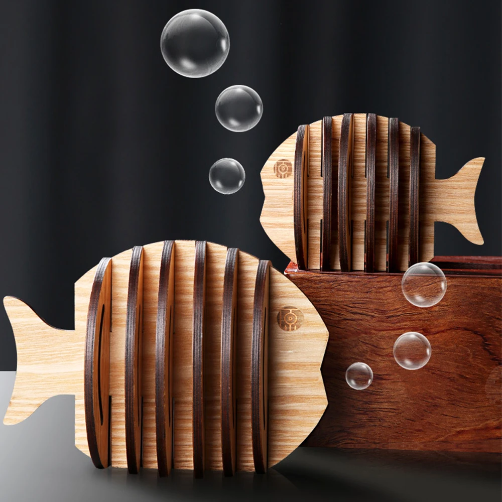 

Термоизоляционная 3d-подставка под маленькую рыбку, настольная подставка из дерева, бытовой коврик с защитой от ожогов, термостойкая Подста...