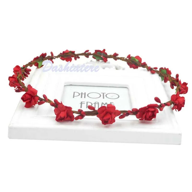 Красная повязка на голову простые маленькие бумажные цветы сливы свадебные