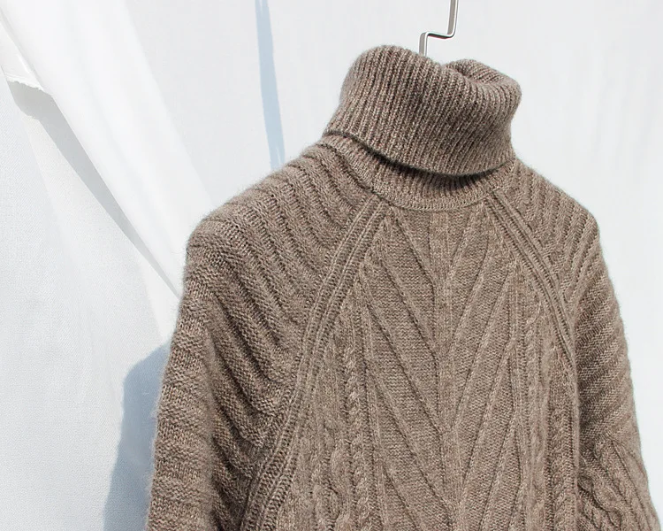 Свитер mujer moda женский осенне-зимний толстый теплый пуловер с высоким воротом кашемировый свитер из яка твист свитер damski