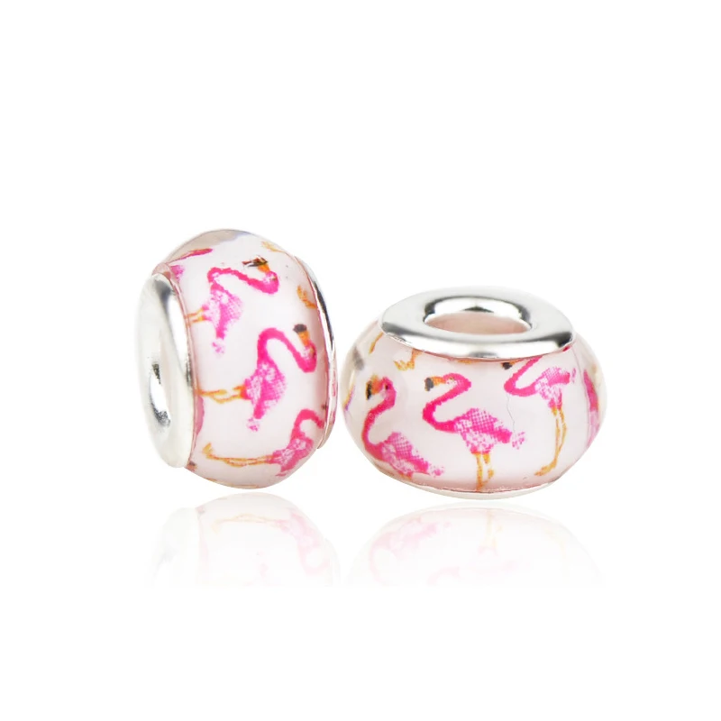 Подходит для оригинального браслета Pandora прекрасный Фламинго бусины амулеты Kawaii