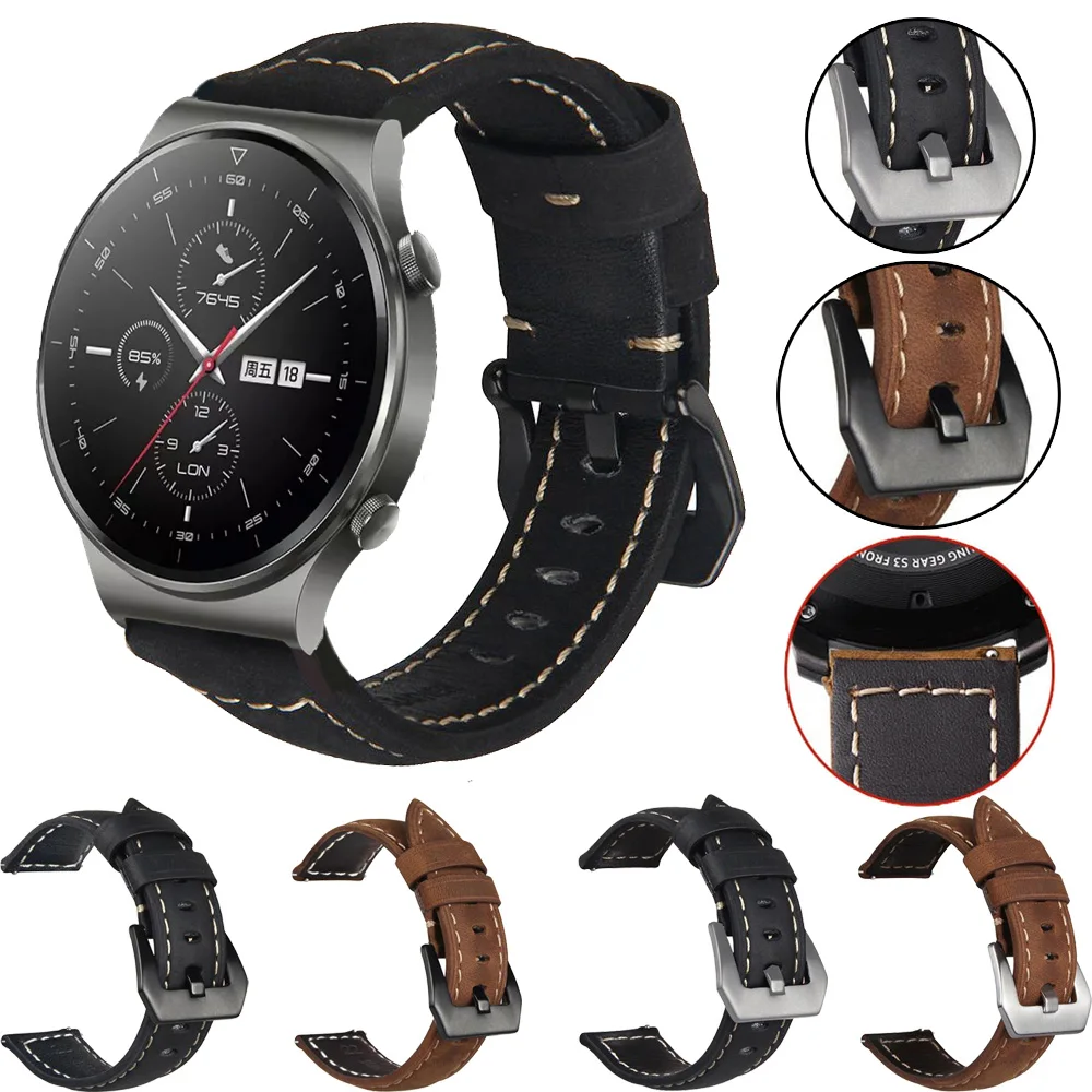 

Ремешок для часов Huawei Watch GT Active GT2 /Gt2 pro, кожаный, 22 мм