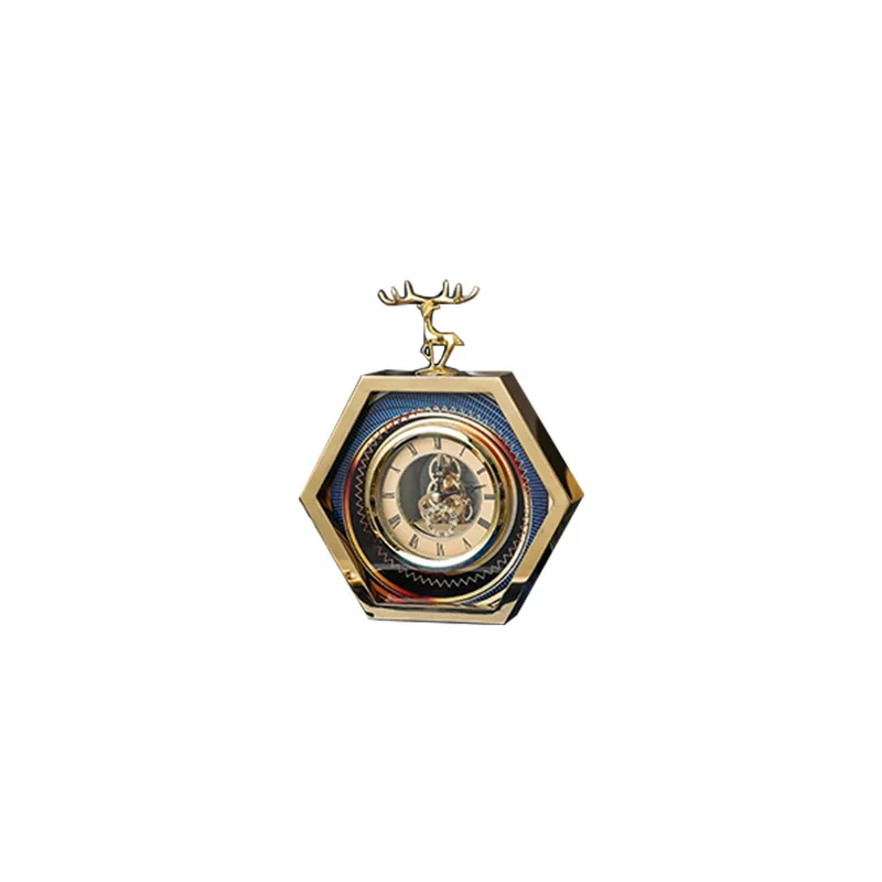 

Golden Fawn Alloy Creative Home Bedside Table Clock Decoration Model Room TV Cabinet