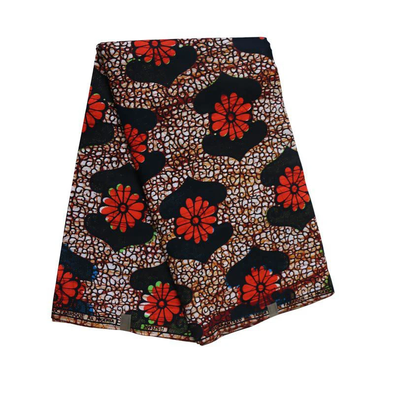 2019 Новая африканская ткань Гарантия 100% хлопок красный цветочный принт