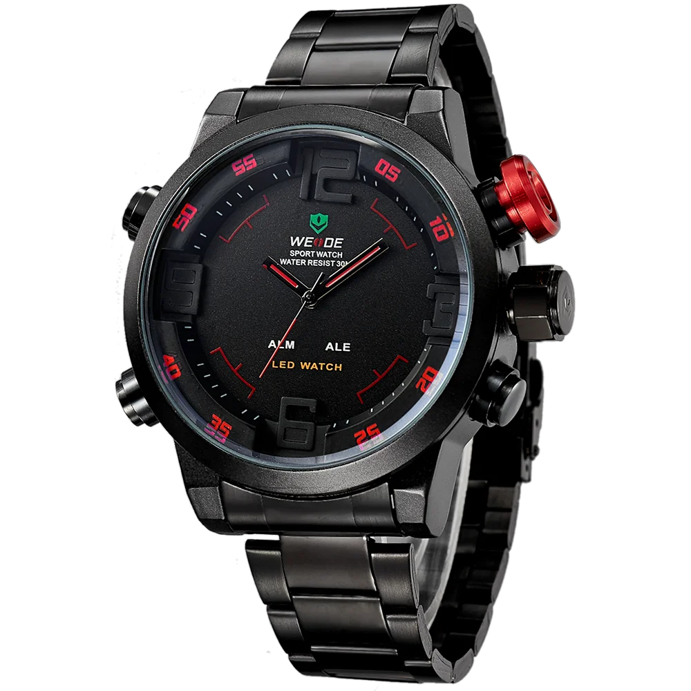 Спортивные Повседневные Роскошные Аналоговые часы WEIDE со стальным ремешком