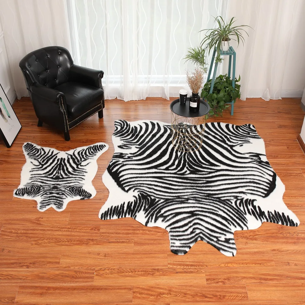 

large size 170x220cm cow Leopard Badger ZebraPrinted Cowhide faux skin leather NonSlip Antiskid Mat Carpet for living room