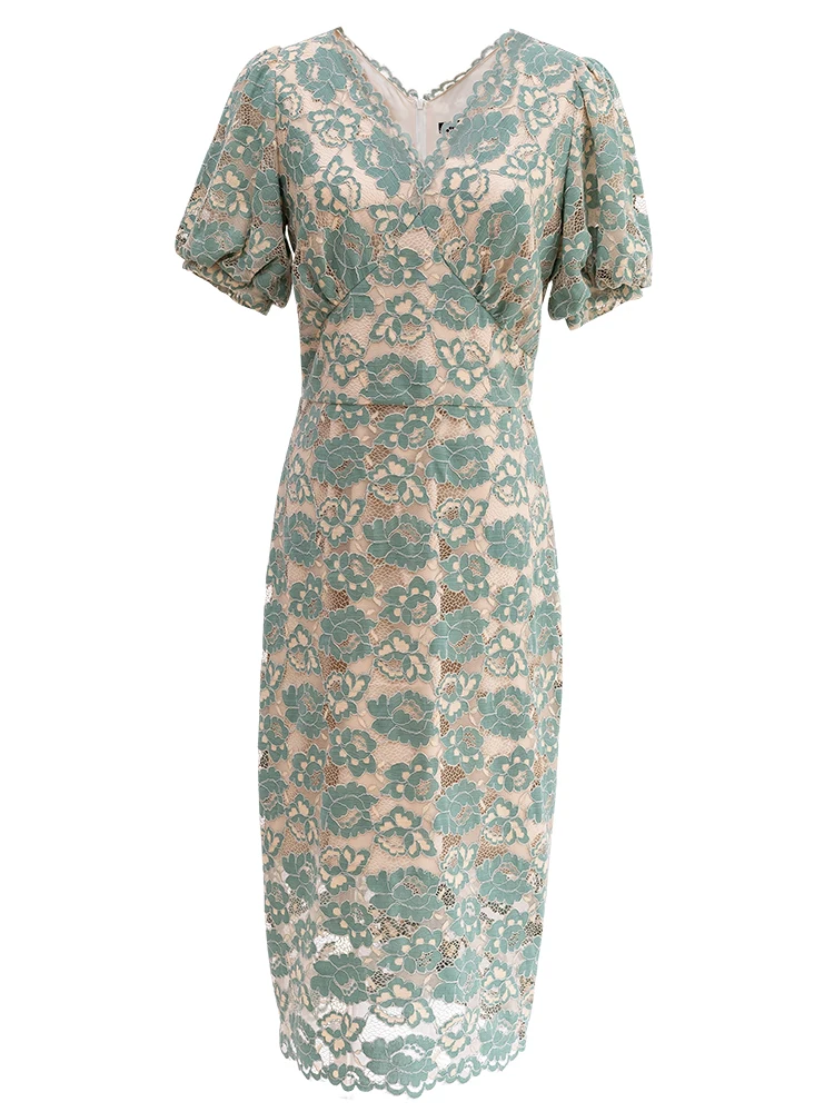 

New Arrival Elegant Summer Slim Fit Dress For Women Office Lady OL Floral Lace Bodycon Dresses Work Casual Party Vestidos Female