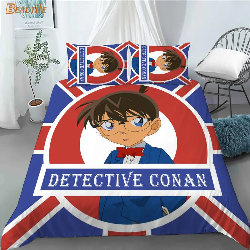 

Custom Detective Conan Anime 3 Pcs Duvet Cover Set Fashion Bedding Sets Comforter Duvet Cover Pillowcase Home Textiles