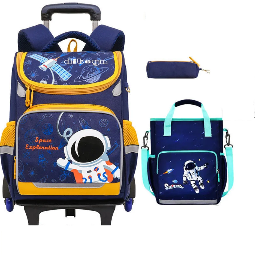 Школьная сумка на колесиках для мальчиков, рюкзак на колесиках для начальной школы, детский Ранец на колесиках