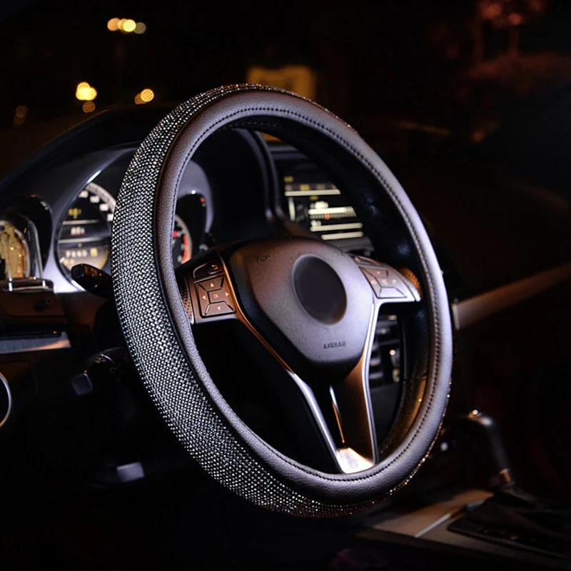 Чехлы на руль со стразами 38 см кожаный чехол роскошный автомобильный декор