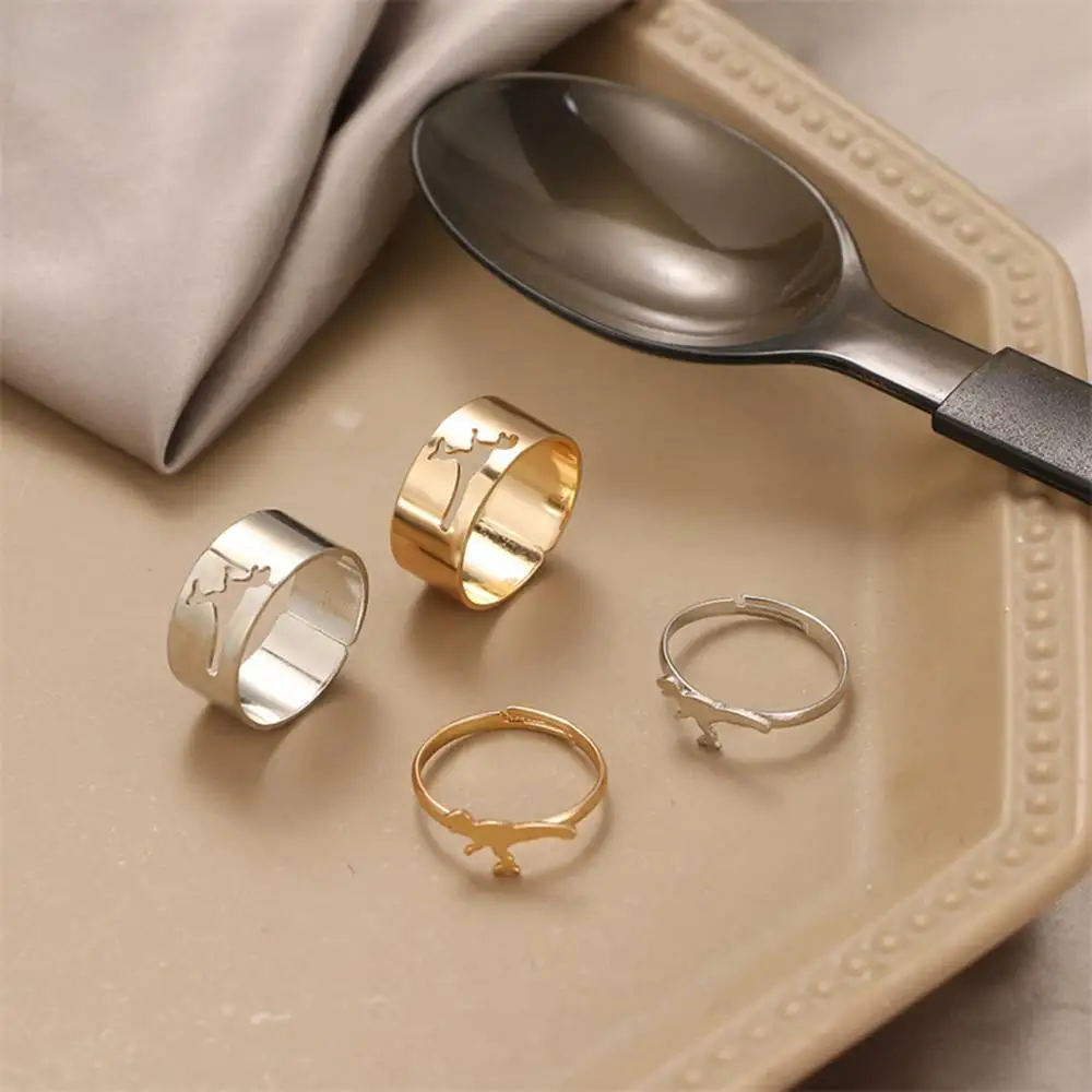 

Trendy Gold Silver Color Snake Dinosaur Aircraft Rings For Women Men Lover Couple Rings Set Friendship Open Rings 2021 Jewelry