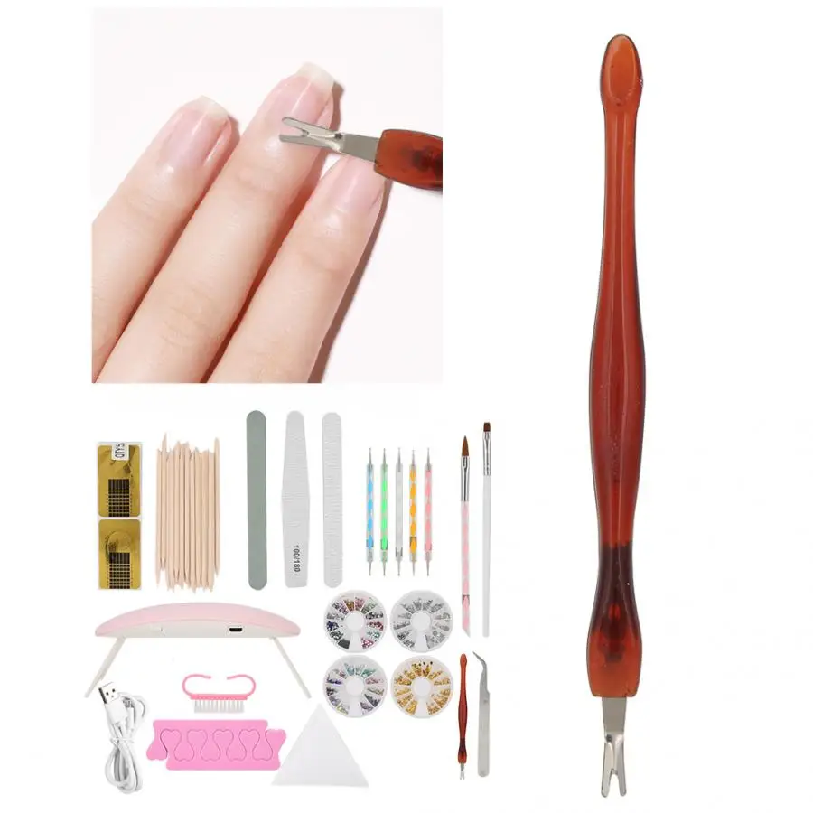 Nail Art Tool Set DIY Dead Skin Fork Dotting Pen File Dust Brush Rhinestone Manicure Kit Rubs for Nails | Красота и здоровье