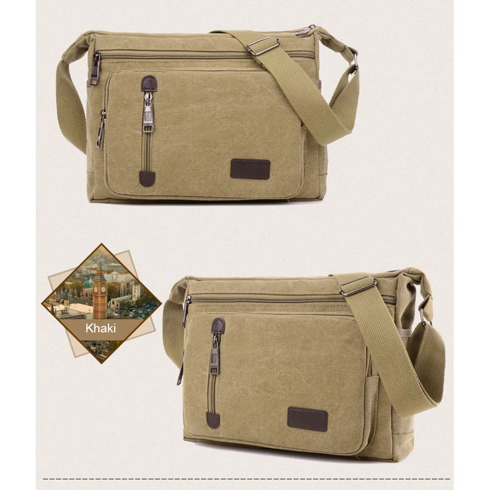 Многофункциональная вместительная холщовая сумка мессенджер в стиле ретро для