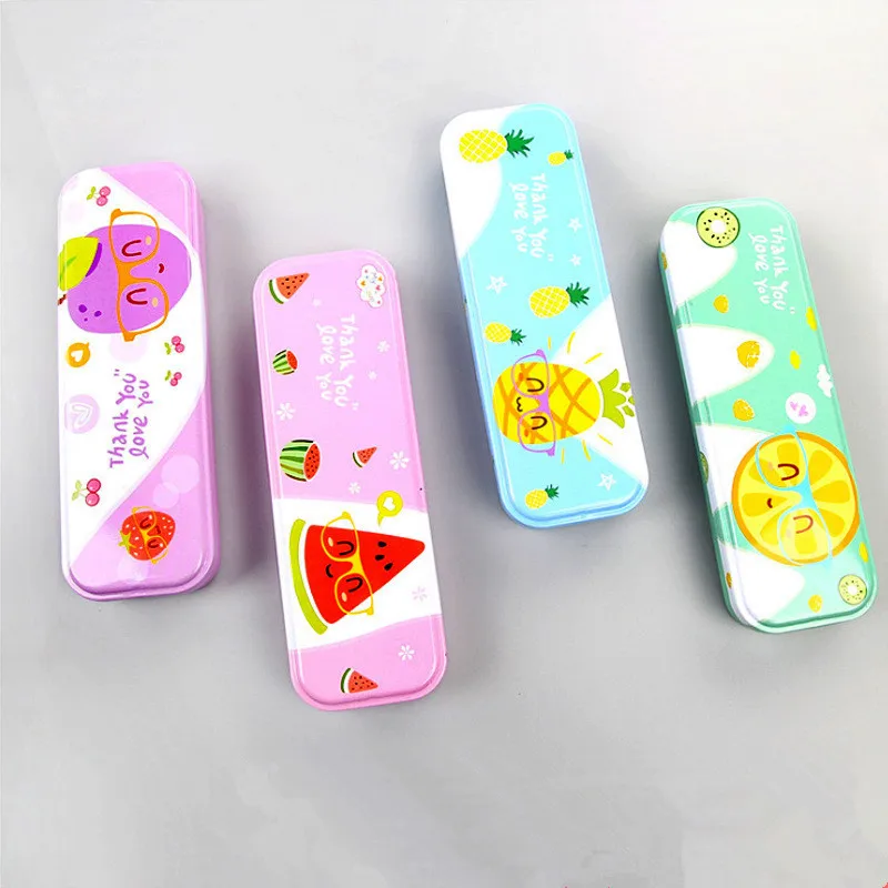 Мультяшный Железный чехол для карандашей из жести школьный двухслойный большой