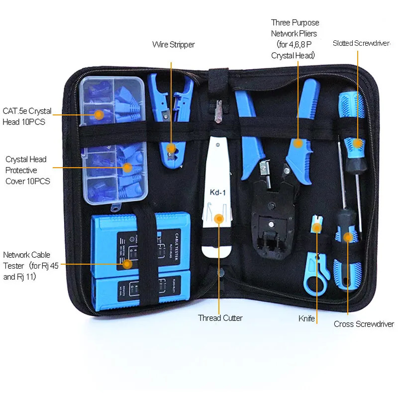 computer network repair tool kit lan cable tester wire cutter screwdriver plier crimping maintenance tool set bag free global shipping