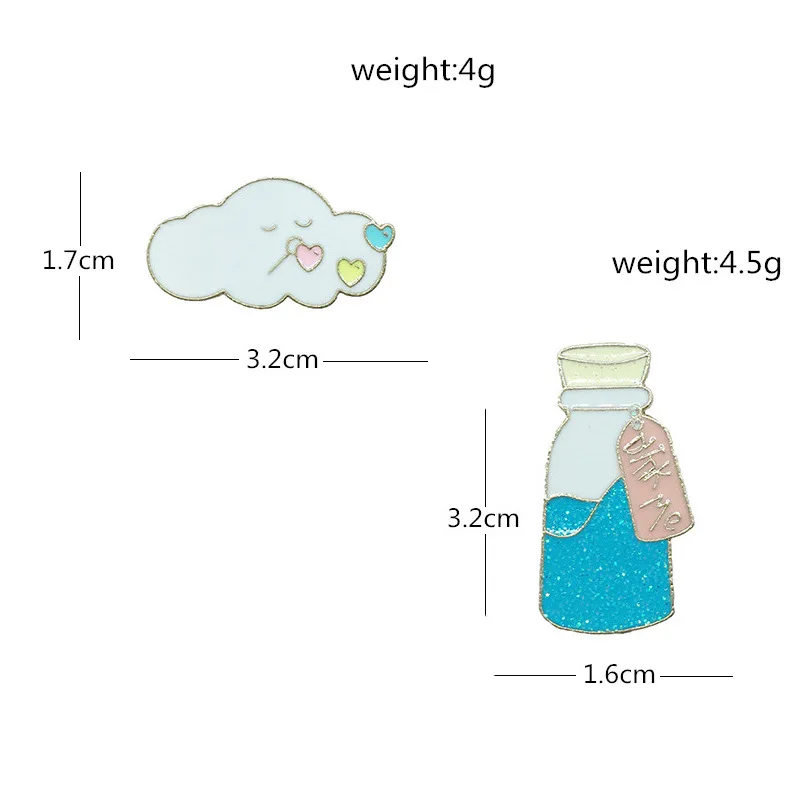 Cartoon White Cloud Bottle Pins Brooches for Women Cute Simple Denim Jackets Bag Badge Enamel Pin Accessories Jewelry | Украшения и