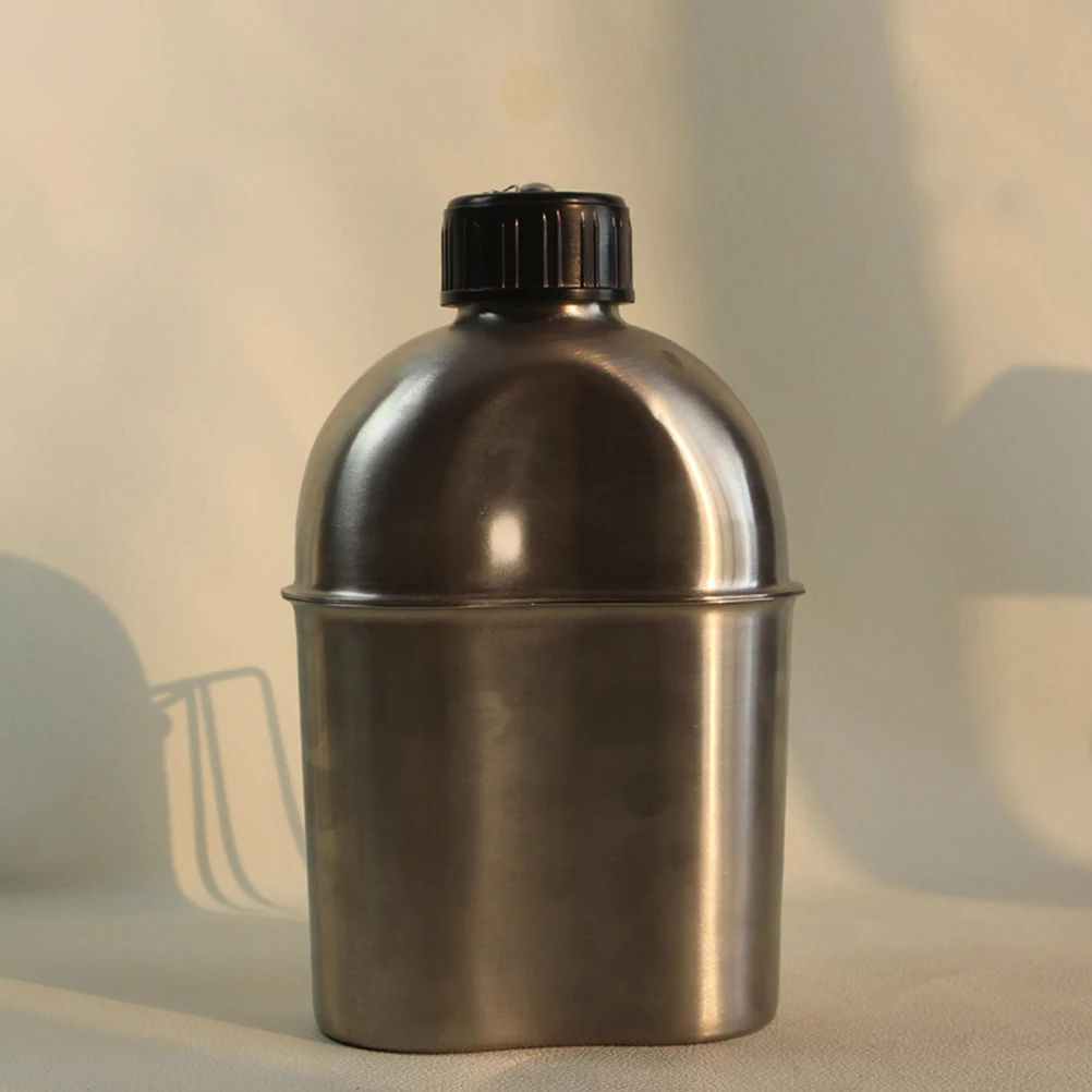 

1 Set Steel Military Water Bottle Camping Hiking Canteen Cup With Handle