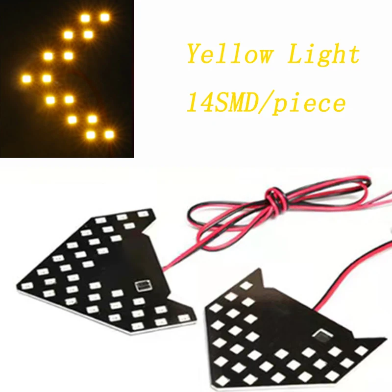 1x Car Styling LED Turn Signal Light Rear View Mirror Arrow Panels Indicator Rearview bulb 12V 14 SMD Yellow |