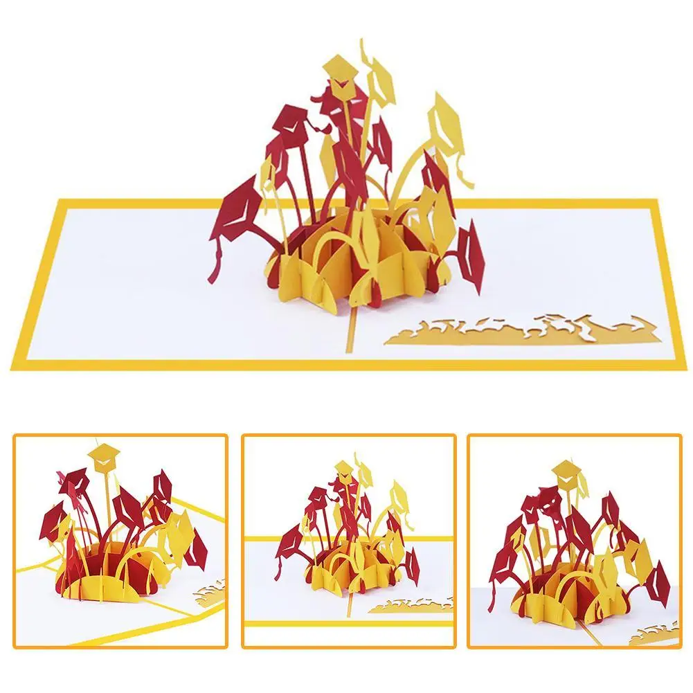 

1pc 3D Up Graduation Cards With Envelope Trencher Cap Pattern Gifts For Undergraduate College Students Academician Postcards