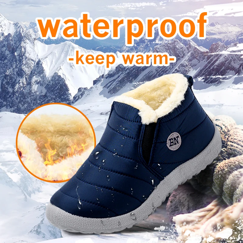 

MCCKLE Snow Boots Women Shoes Warm Plush Fur Ankle Boots Winter Female Slip On Flat Casual Shoes Waterproof Ultralight Footwear