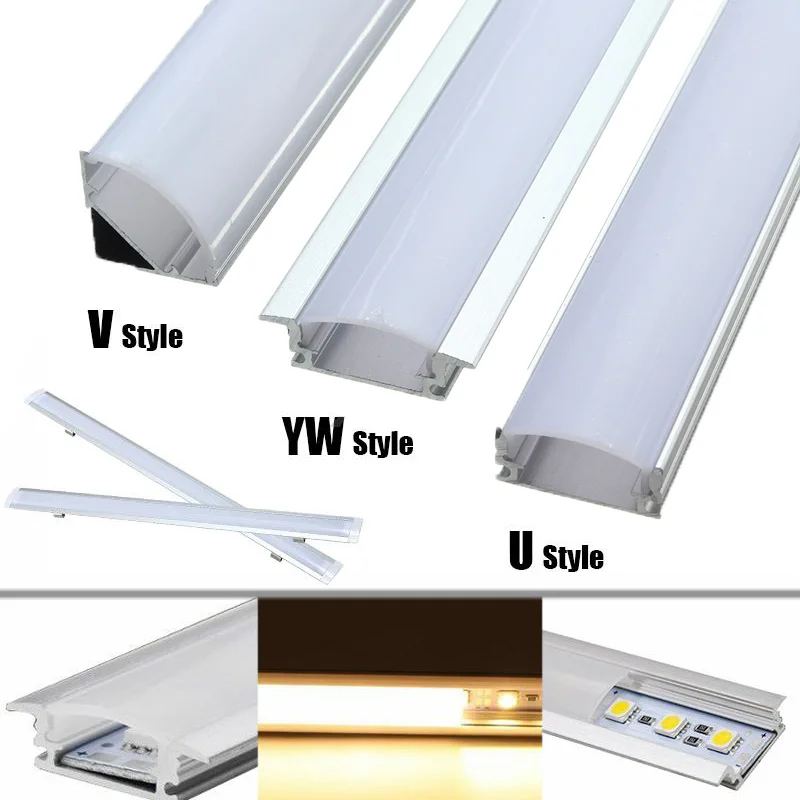 

LED Bar Lights Aluminum Channel Holder Milk Cover End Up Lighting Accessories 50cm Lampshade for LED Strip Light Lamp Covers