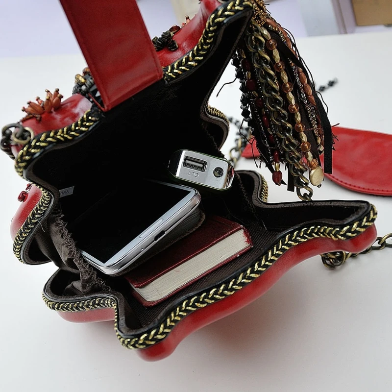 

Fashion Women Shoulder Bag Guitar Design Ladies Chain Beaded Crossbody Bags Vintage Female Messenger