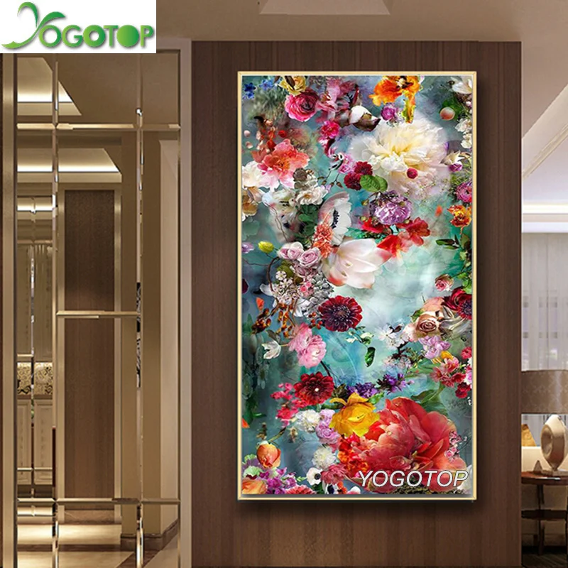 Kit de pintura con diamantes 5d diy, bordado con rosas coloridas, peonías, Cuadrado/redondo, mosaico de arte abstracto, YY1499