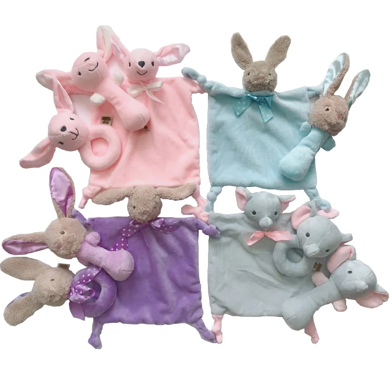 Игрушки для новорожденных мягкие плюшевые погремушки кролик/олень/слон детей 0-12