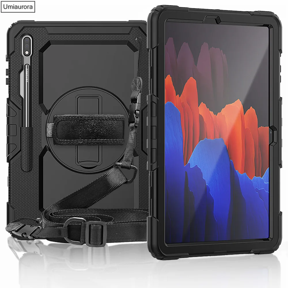 360 rotation shockproof fundas tablet case for samsung galaxy tab s7 plus 12 4 sm t975 t970 s7 11 t875 kids cover shell strap free global shipping