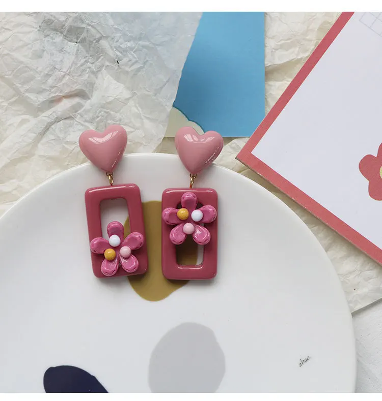 Женские Геометрические Квадратные серьги гвоздики ZiccoWong Винтажные из смолы в